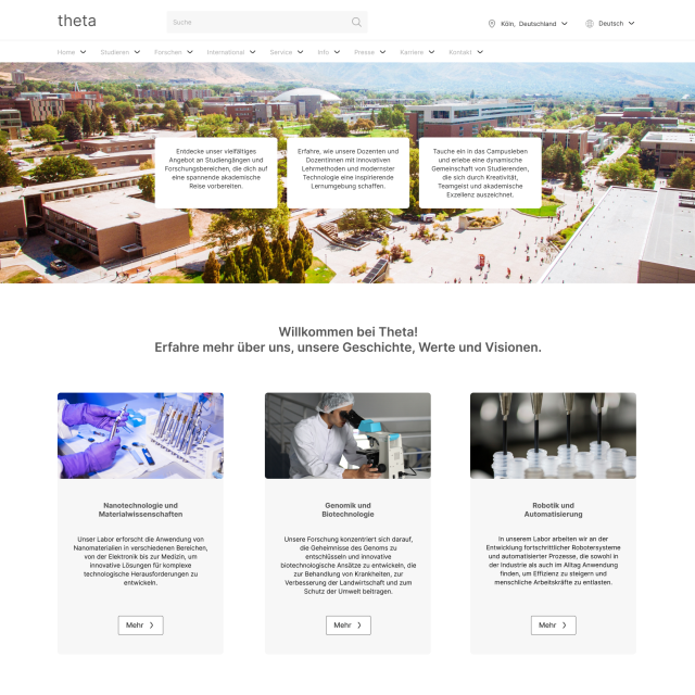 Example image for a Website for Universities.