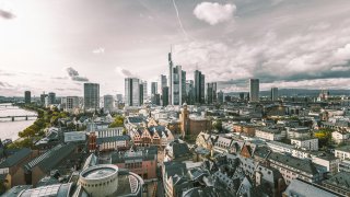 Frankfurt am Main city centre from above. 