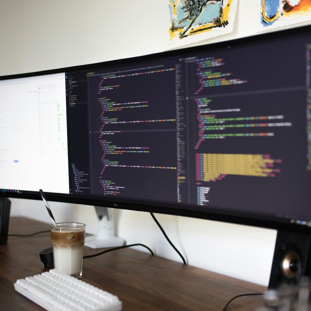 Software code on a PC screen.