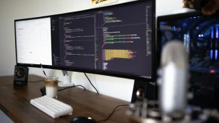 Software code on a PC screen.
